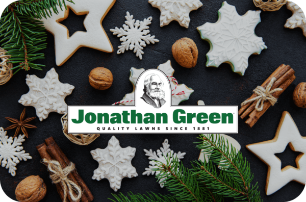 Sentence with replaced product name: Holiday-themed arrangement featuring cookies, nuts, and greenery with a "Jonathan Green eGift Card.