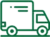 Green outline of a delivery truck icon representing Jonathan Green grass seed retailers, on a transparent background.