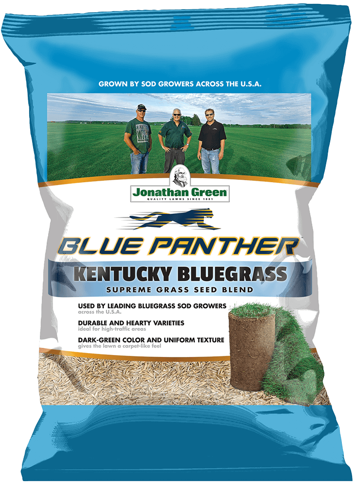 A bag of Touch-Up™ TRI-RYE Perennial Ryegrass seed featuring an image of sod growers.