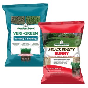 Two bags of Grass Seed & Fertilizer Bundle for Sunny Lawns for lawn care and maintenance.