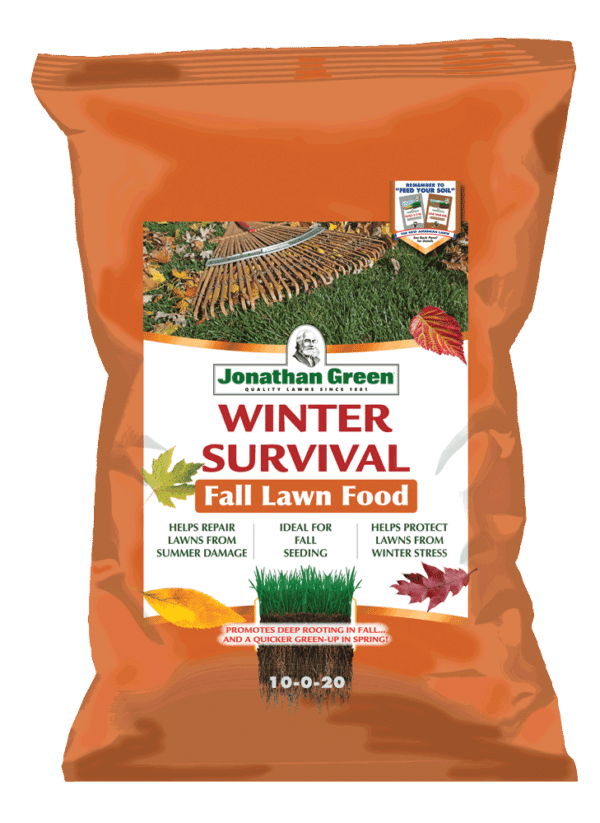 Bag of Winter Survival Fall Lawn Fertilizer to help repair and protect lawns from winter stress.